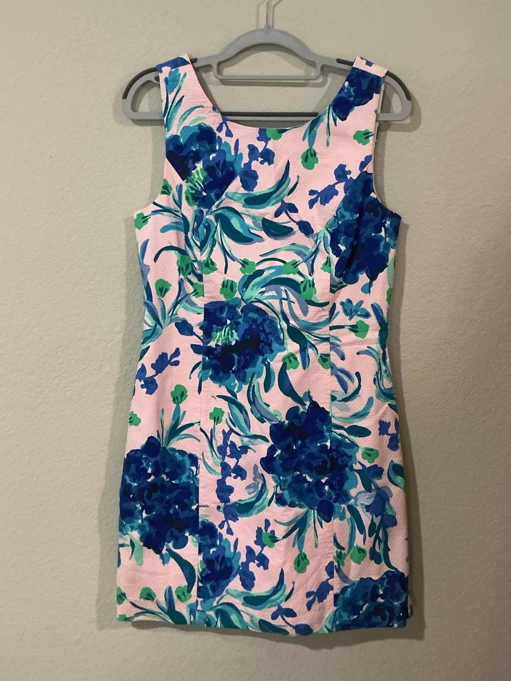 Lilly Pulitzer Pink Mini Dress with Blue & Green Floral Print